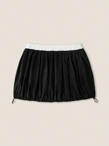 Muvela Women Solid Color Fashionable Skirt, Suitable For Summer Graduation - Black - View 2