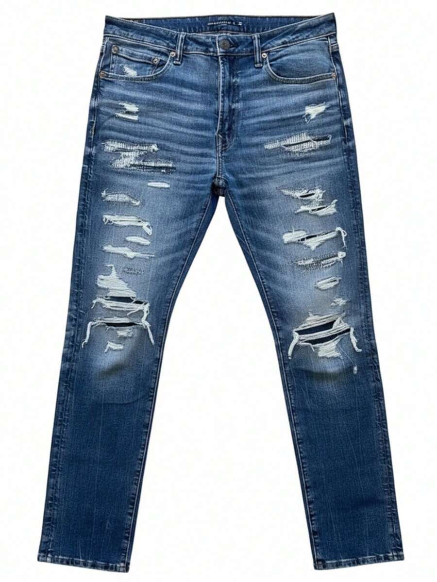 Denim Hombre Classic Skinny Fit / Heavy Ripped - Faded denim - Ver 1