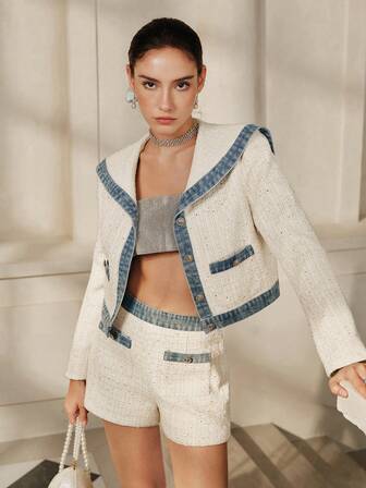 Anewsta Savoree Kadınlar İçin Şık Yüksek Bel Günlük Bol Şort, Çok Yönlü ve İnceltici, Sonbahar/Kış İçin Uygun