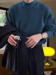 Claim Dot 男士休闲纯色立领毛衣，秋冬