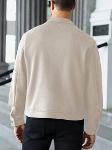 Manfinity CasualCool Men's Fashionable Casual Zip-Up Long Sleeve Overcoat Crop Jacket For Men Men Zip Up Jacket Designer Jacket Men Men Summer Jacket Men Jackets Casual - Apricot - View 2