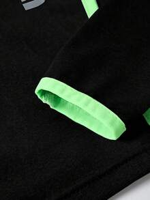 JNSQ 2pcs/Set Girl Autumn Fitted Crew Neck Long Sleeve T-Shirt Top And Skinny Sports Pants Outfit - Black - View 6