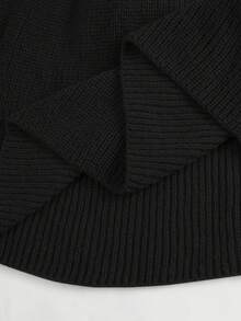 SHEIN 孕妇仿珍珠装饰V领长袖优雅针织连衣裙 - 黑色 - 查看 7