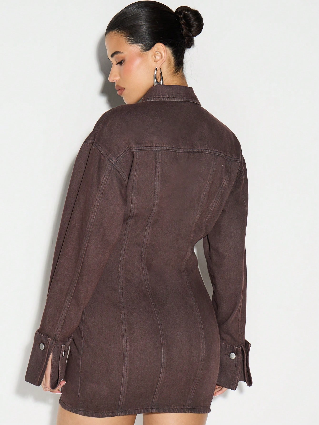 KIZN Jeans-Minikleid mit Kragen und Knopfleiste