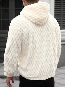 Manfinity CasualCool Men's Casual Hooded Fleece Sweatshirt, Suitable For Vacation, Party, Daily Dates, Simple Office, Lazy Home, Outdoor Activities, Appropriate For Formal Or Informal Occasions, Suitable For Self-Wear Or Gift To Friends Hoodie, Long Sleeve Top - White - View 2