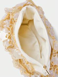 SHECARRY Bolso de mano para dama, blanco, de moda, elegante, para vacaciones, para fiesta - Albaricoque - Ver 5