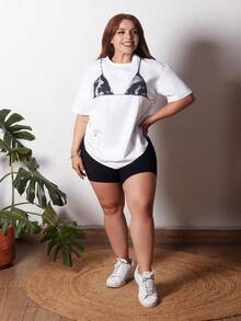 Lupita Cardoza Camiseta Feminina Casual de Gola Redonda de Manga Curta, Camiseta Gráfica, Camiseta Oversized