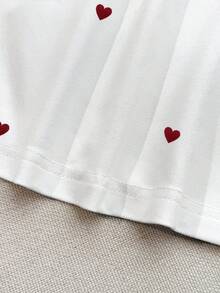 SHEIN Áo thun dáng rộng cỡ lớn in hình trái tim lãng mạn cho ngày lễ tình nhân - trắng - Xem 4
