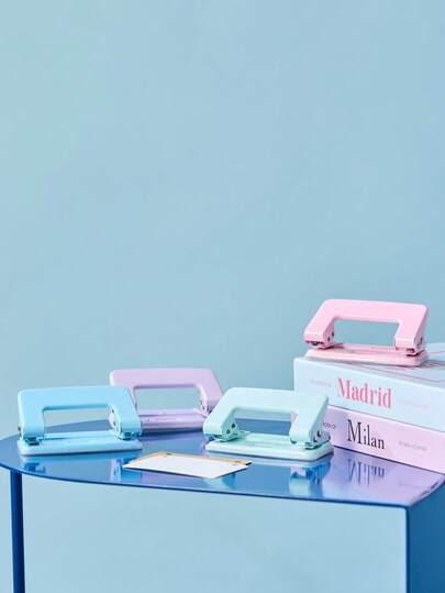 Joivida 1 Pc Of Metal Double-Hole Punch, Macaron-Colored Easy Manual Portable Two-Hole Punch, Student School And Office Supplies, Looseleaf Book Binding