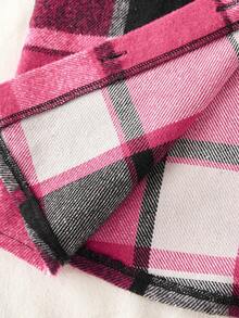 Sparklyn 2 pièces/Set Veste à capuche décontractée à manches longues pour filles, en tissu tricoté à carreaux rose rouge avec fausses poches et design à boutons devant + Pantalon ample et confortable à cordon de serrage en patchwork à carreaux rose rouge, convient pour les sorties et les rassemblements quotidiens - Rose vif - Voir 6