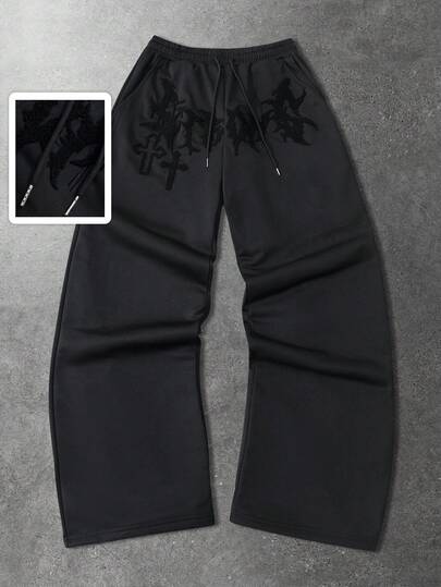 Pantaloni della tuta da uomo con vita elastica e laccio, modello a croce creativo, dritti e morbidi