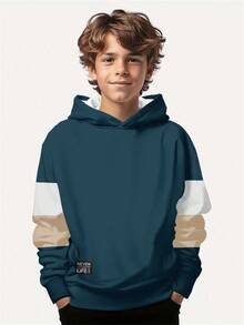 Sweat-shirt-shirt décontracté à manches longues pour adolescent, style classique avec imprimé blocs de couleurs et patchwork, ample et confortable. Imprimé graphique, convient pour l'automne/l'hiver - Multicolore - Voir 1
