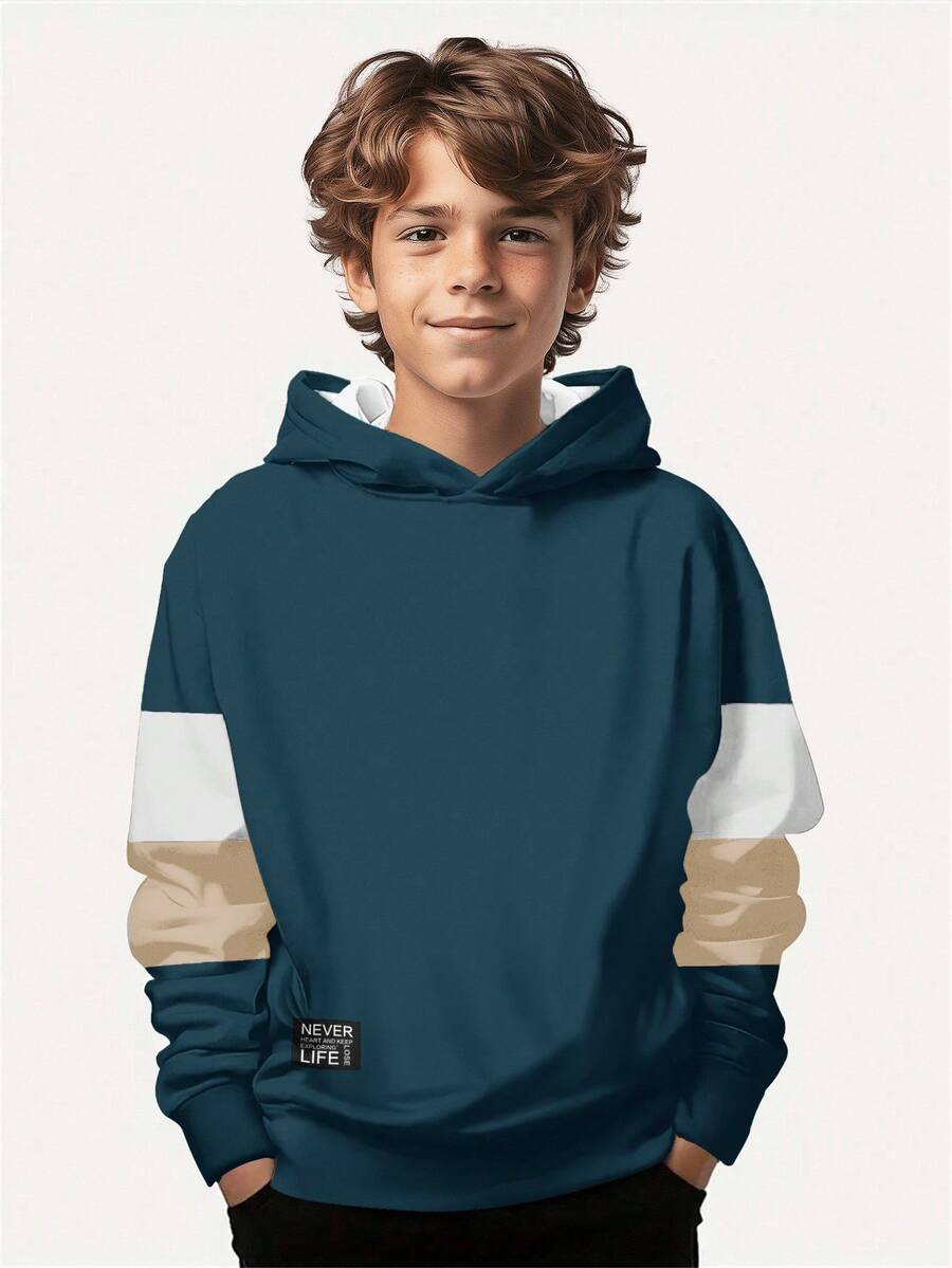 Sweat-shirt-shirt décontracté à manches longues pour adolescent, style classique avec imprimé blocs de couleurs et patchwork, ample et confortable. Imprimé graphique, convient pour l'automne/l'hiver - Multicolore - Voir 1