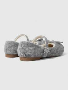 ROMWE Kawaii Bow Decor Comfortable Casual Flat Shoes, Suitable For Walking, Travel And Vacation, Autumn/Winter For Christmas - Grey - View 4