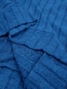 EMERY ROSE Plus Size Women's Casual Solid Color Round Neck Ribbed Long Sleeve - Blue - View 7