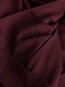 Franclia 大码女士优雅酒红色纯色系带金属扣装饰长袖西装外套 - 酒紅色 - 查看 6