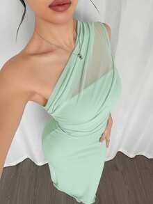 Firerie 女士优雅浪漫时尚通勤性感优雅露肩修身长裙，适合派对、海滩度假、返校、浪漫约会、婚礼季、生日、复活节穿着、春夏季 - 水鴨藍 - 查看 7