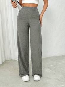 EURMUSE Women Grey Comfortable High Waisted Pants - Grey - View 4