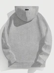 EASEVO Hoodie Sweatshirt Kasual Pria Ukuran Besar untuk Pemakaian Sehari-hari - Light Grey - View 2