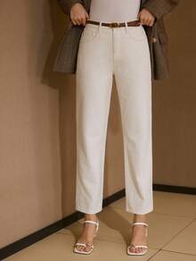 MOTF PREMIUM CLASSIC SLIM FIT TAPERED LEG JEANS WITHOUT BELT - Beige - View 6