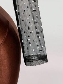 Mistrie Women's Fashionable Sexy Rhinestone Mesh Black Bodysuit,Glitter Top,Sparkly Bodysuit, Sequin Bodysuit Valentines Day Outfit,Wedding Party Outfit, Wedding Guest Outfit,Birthday Outfits,Summer Holiday Outfits,Y2k Clothes - Black - View 8