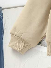 SHEIN Tween Girls Casual Hooded Cardigan Jacket, Autumn/Winter - Apricot - View 8