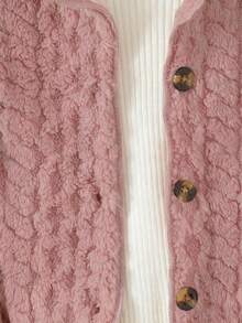 Áo khoác cardigan dài tay họa tiết kim cương jacquard thoải mái cho bé gái đi nghỉ, thích hợp mặc ngoài trời - Hồng - Xem 4