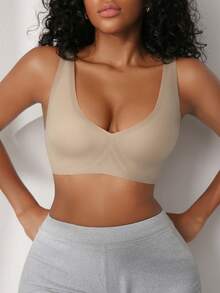 Ultrathin Sheer Seamless Bra - Khaki - View 1