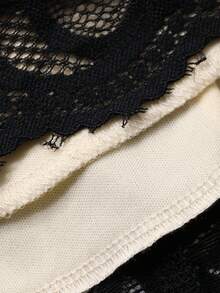 DAZY 女士优雅蕾丝长袖中长连衣裙，适合参加派对和情人节活动 - 黑色 - 查看 3