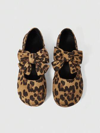 Damen Leoparden-Muster Schleife Dekor Mode Lässig Slip-On Ballerinas
