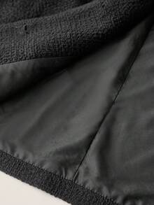 Muvela Women Solid Color Single-Breasted Round Neck Long Sleeve Casual Jacket Valentines Clothes - Black - View 6