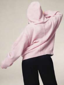 Athîral Women's Casual Drawstring Hooded Cardigan, Autumn/Winter Pink Street Wear,Sweaters For Women,Pink Sweater - Baby Pink - View 2