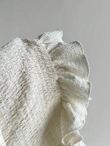 Camiseta de manga larga ajustada de mujer de cuello cuadrado retro francés con mangas abullonadas, nueva en color blanco, para otoño/invierno - Albaricoque - Ver 9