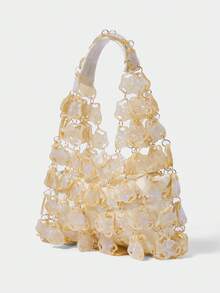 SHECARRY Bolso de mano para dama, blanco, de moda, elegante, para vacaciones, para fiesta - Albaricoque - Ver 2