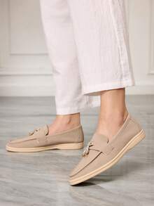 Sleekvia Women's Fashion Lock Decor Casual Commuter Flats Valentine's Day - Khaki - View 3