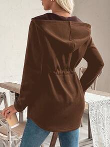 SHEIN Veste de maternité unie décontractée à capuche, manches longues, coupe régulière