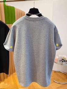 男士圆领柠檬刺绣T恤 - 圆领休闲上衣 - 轻薄T恤，适合所有季节 - 彩色 - 查看 2