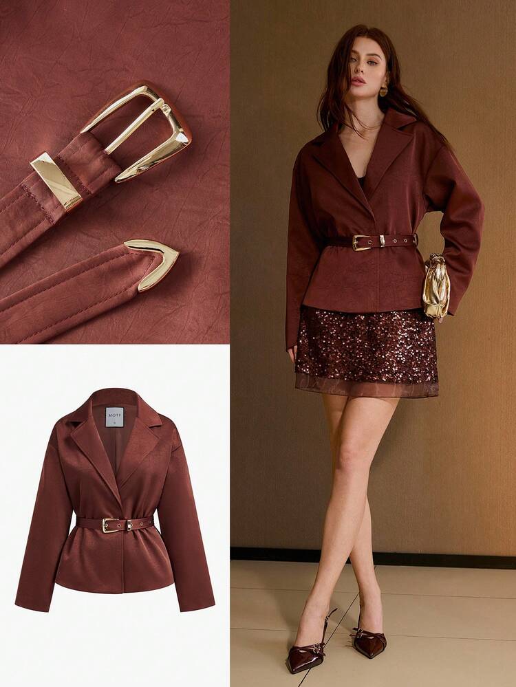 DAMEN STRUKTURIERTER KRAGEN MANTEL