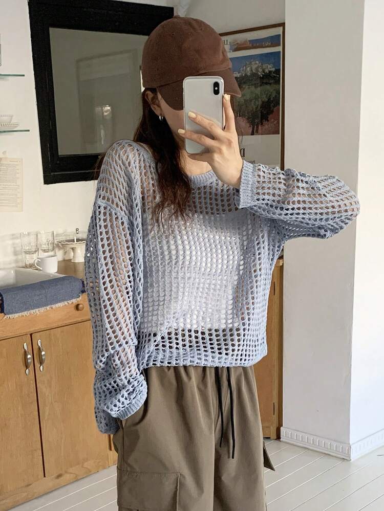 Hollow Out Unique Thin Long Sleeve Women Sweater