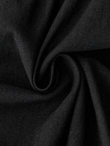 SHEIN Unity Váy mini nhún bèo dây màu trơn thanh lịch, mùa hè - màu đen - Xem 6