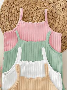 8件套休闲纯色针织吊带背心和短裤套装 - 彩色 - 查看 4