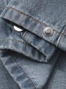 DAZY Jeans de pierna recta con botón suelto y dobladillo de unicolor - Lavado ligero - Ver 7