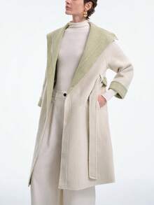 Selianne Women's Elegant Design Long Wool Blend Coat, Suitable For Party, Halloween, Christmas, New Year, Thanksgiving, Winter - Mint Green - View 4