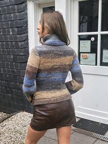 SHEIN Unity Cárdigan de punto ajustado con cremallera y manga larga de color contrastante para mujer, para otoño/invierno - Multicolor - Ver 6