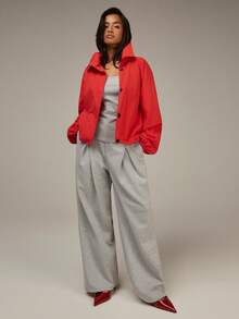 Athîral 两件套女士休闲纯色抹胸上衣和阔腿裤套装 - 灰色 - 查看 2