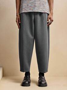 AKNOTIC Men's Loose Solid Color Drawstring Waist Pockets Casual Tapered Sweatpants - Grey - View 6