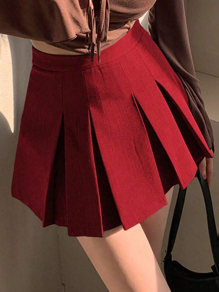 Women's Pleated A-Line Skirt, Versatile School Style,Back To School Clothes