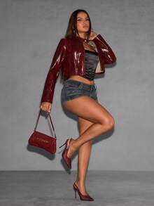 CUCCOO SZL 女士时尚优雅派对水钻装饰浅口鞋 - 酒紅色 - 查看 2