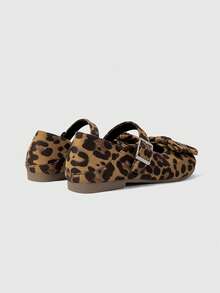 ROMWE Women's Fashionable Leopard Print Bow Decor Flats For Christmas - Multicolor - View 4