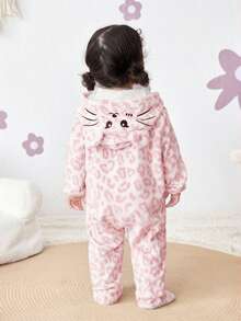 Pelele con capucha de estampado de leopardo suave y cómodo para bebé recién nacida, otoño/invierno
